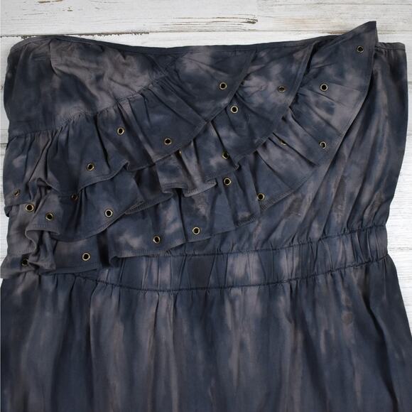 Y2K vintage strapless dark gray tie dye grunge mini dress Junior's Large biker - Picture 2 of 5
